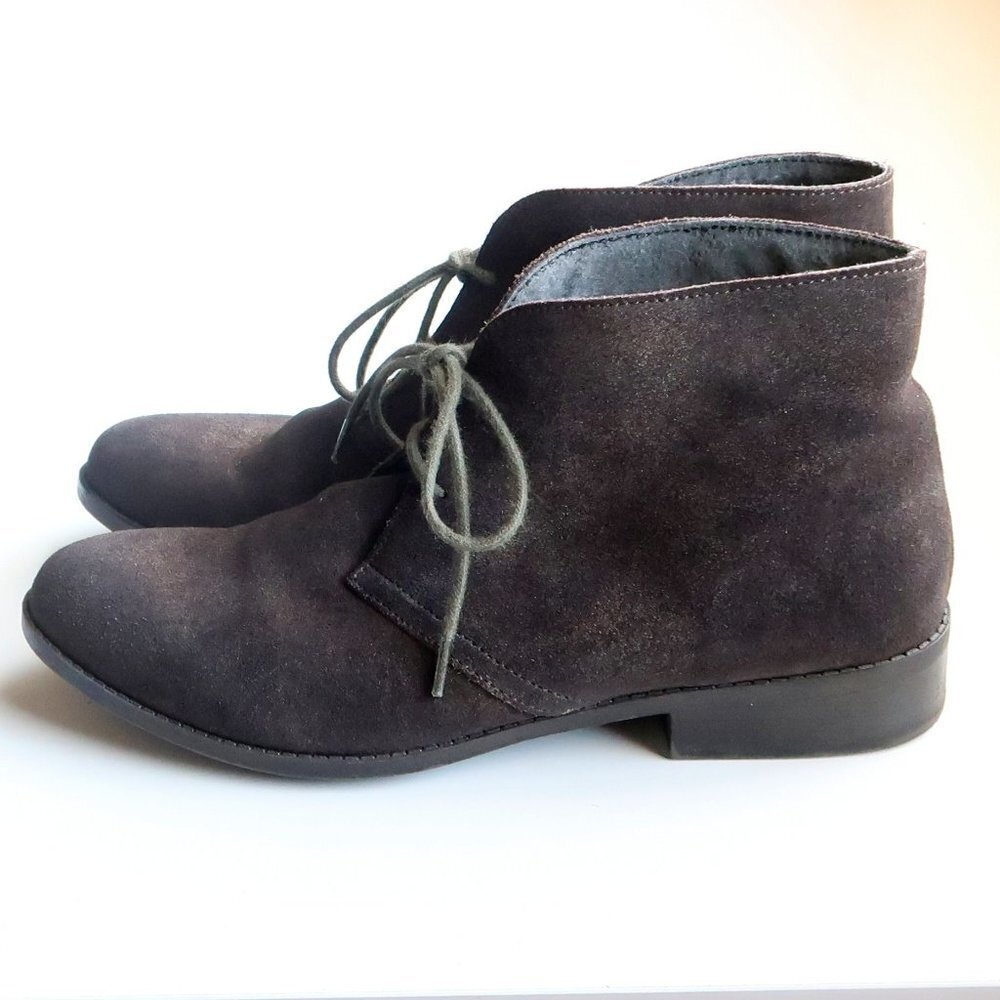 DV by Dolce Vita Brown Suede Lace Up Low Heel Ankle Boots / Booties